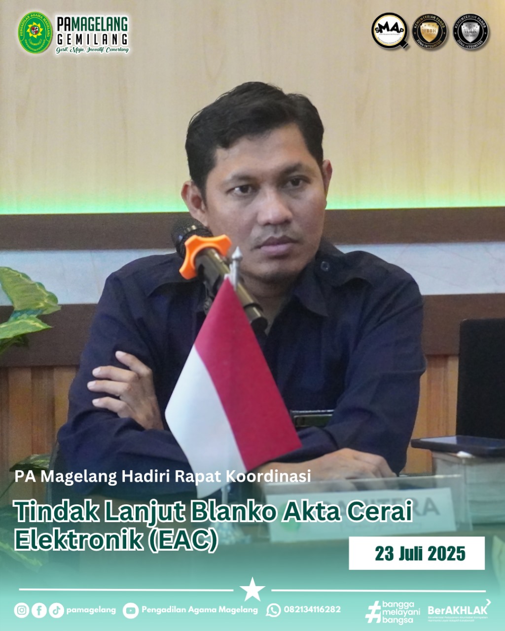 PA Magelang Hadiri Rapat Koordinasi Tindak Lanjut Blanko Akta Cerai Elektronik (EAC)