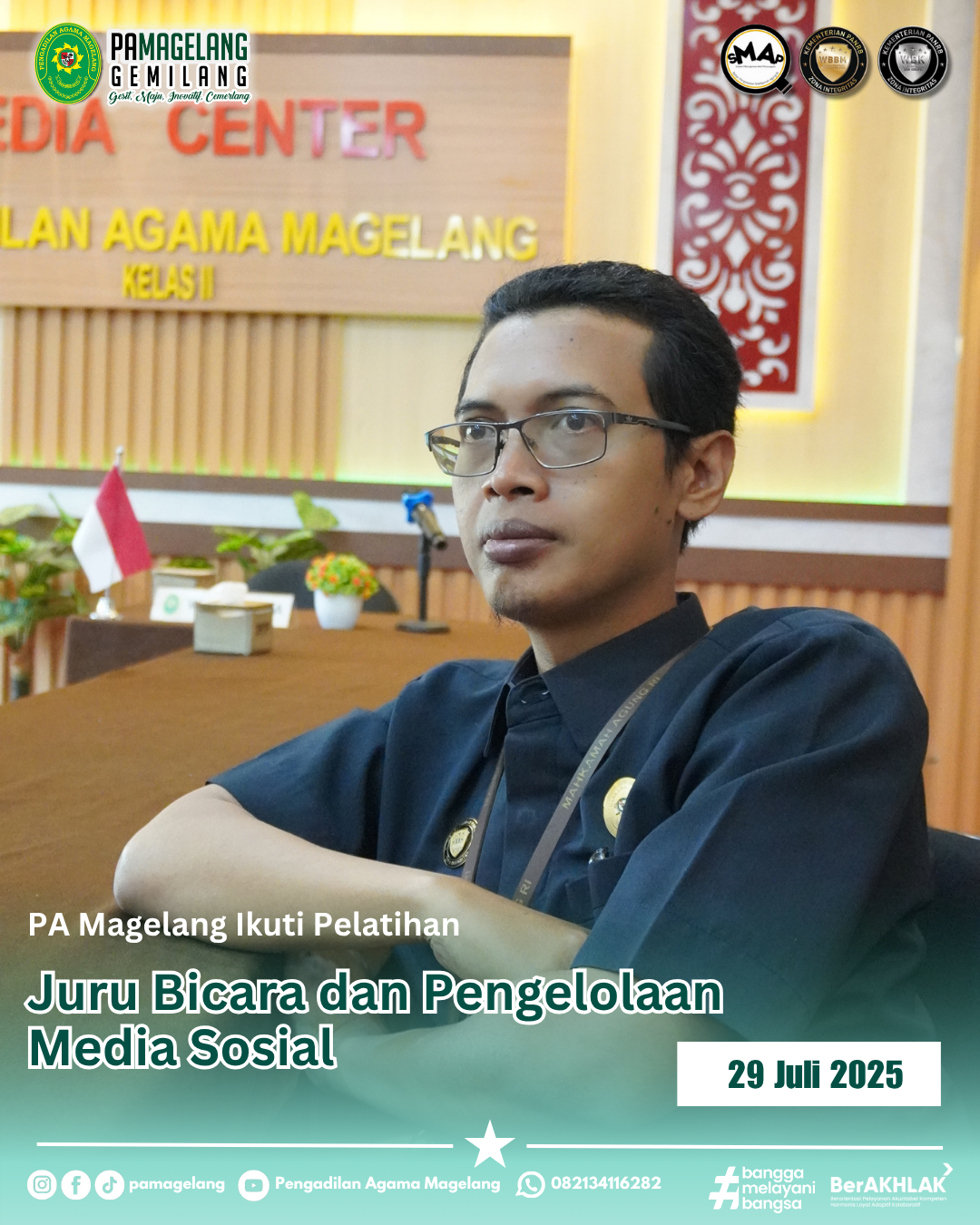 PA Magelang Ikuti Pelatihan Juru Bicara dan Pengelolaan Media Sosial Empat Lingkungan Peradilan Secara Daring