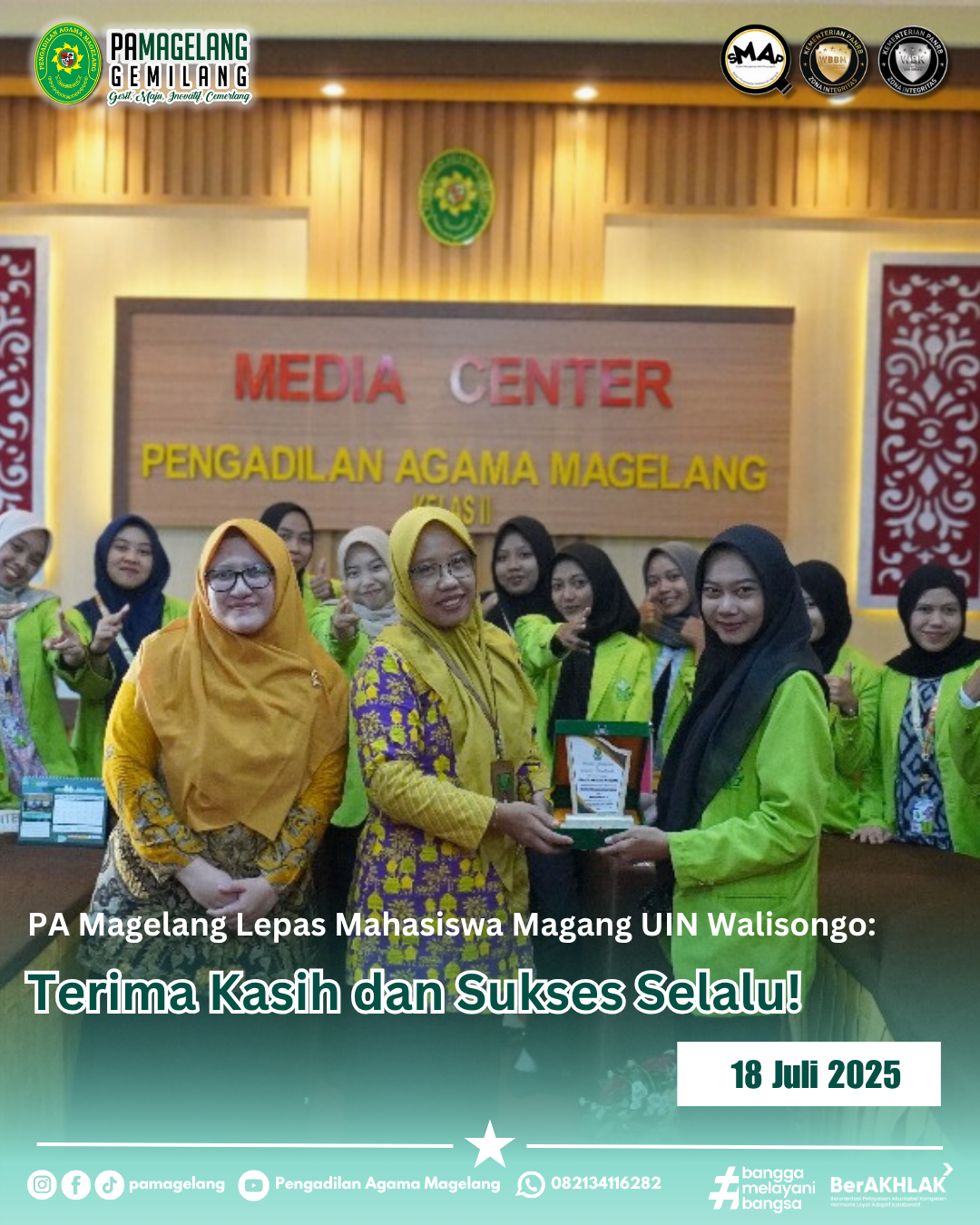 PA Magelang Lepas Mahasiswa Magang UIN Walisongo: Terima Kasih dan Sukses Selalu!
