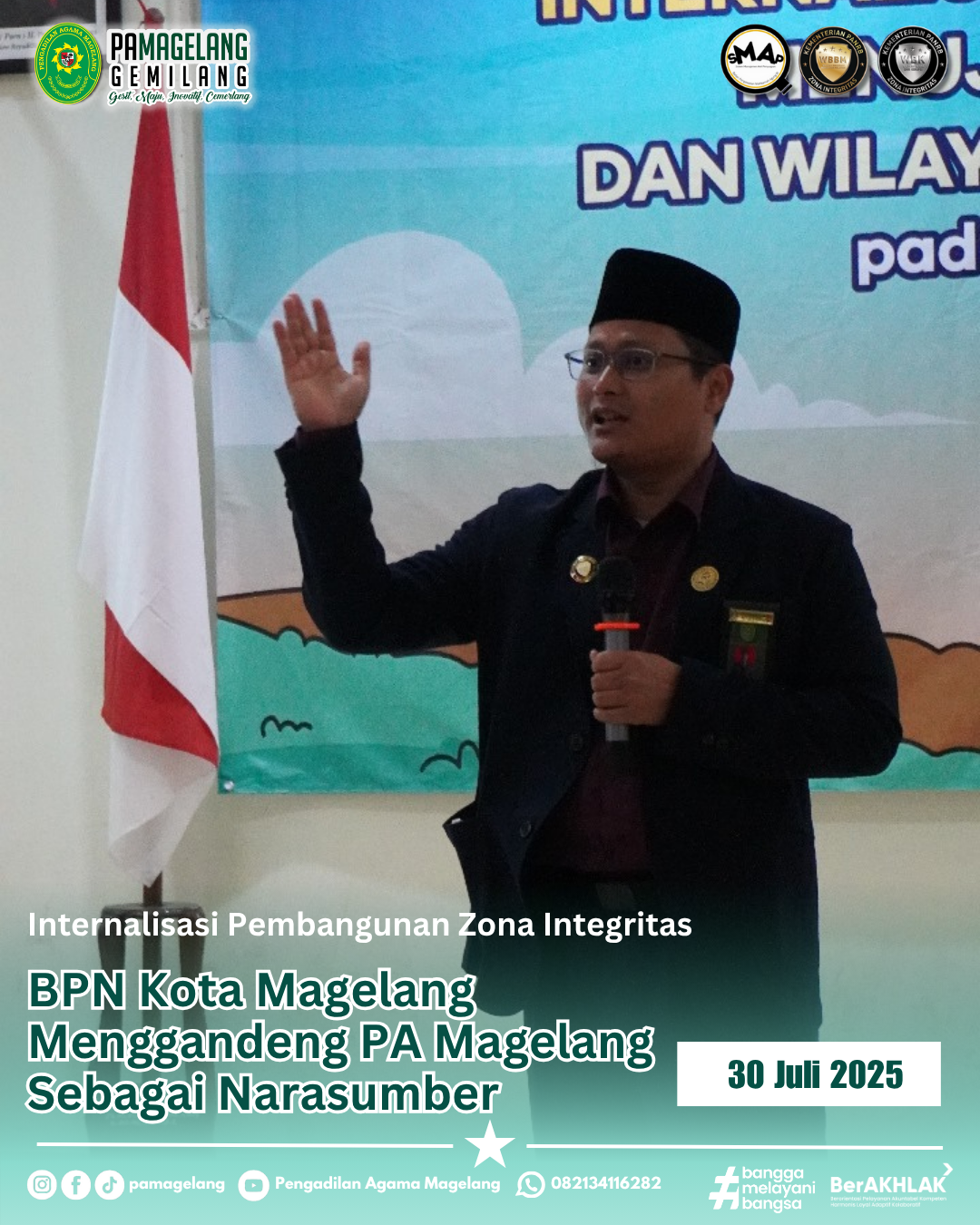 Internalisasi Pembangunan Zona Integritas, Badan Pertanahan Nasional Kota Magelang Menggandeng PA Magelang Sebagai Narasumber