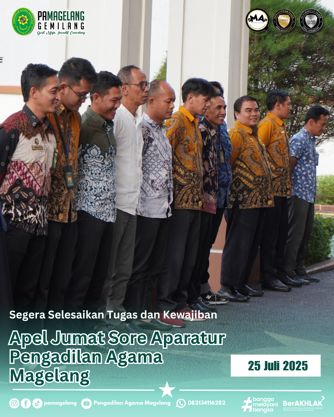 Apel Jumat Sore , Wakil Ketua PA Magelang Ingatkan Seluruh Aparatur Untuk Segera Selesaikan Tugas dan Kewajiban