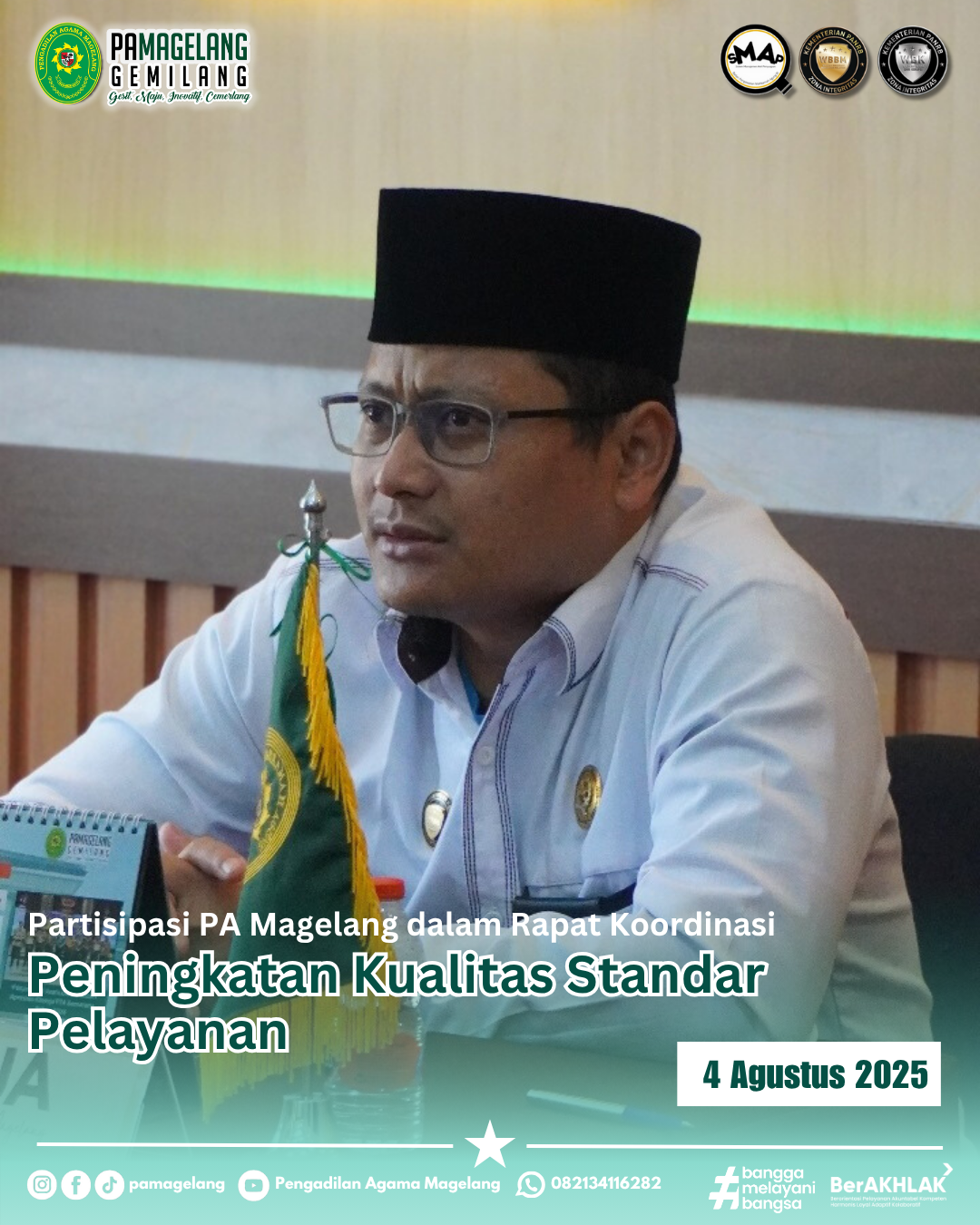 Partisipasi PA Magelang dalam Rapat Koordinasi Peningkatan Kualitas Standar Pelayanan (SP) yang Diikuti oleh Pengadilan Agama Se-Jawa Tengah Secara Daring