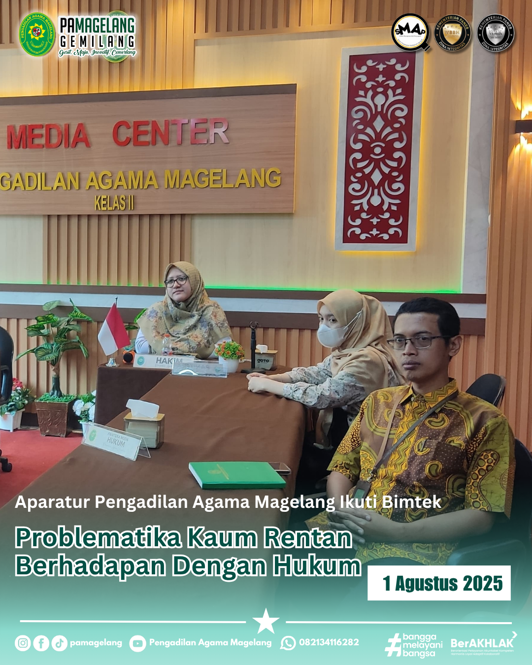 Aparatur Pengadilan Agama Magelang Ikuti Bimtek Problematika Kaum Rentan Berhadapan Dengan Hukum di Lingkungan Peradilan Agama Secara Daring