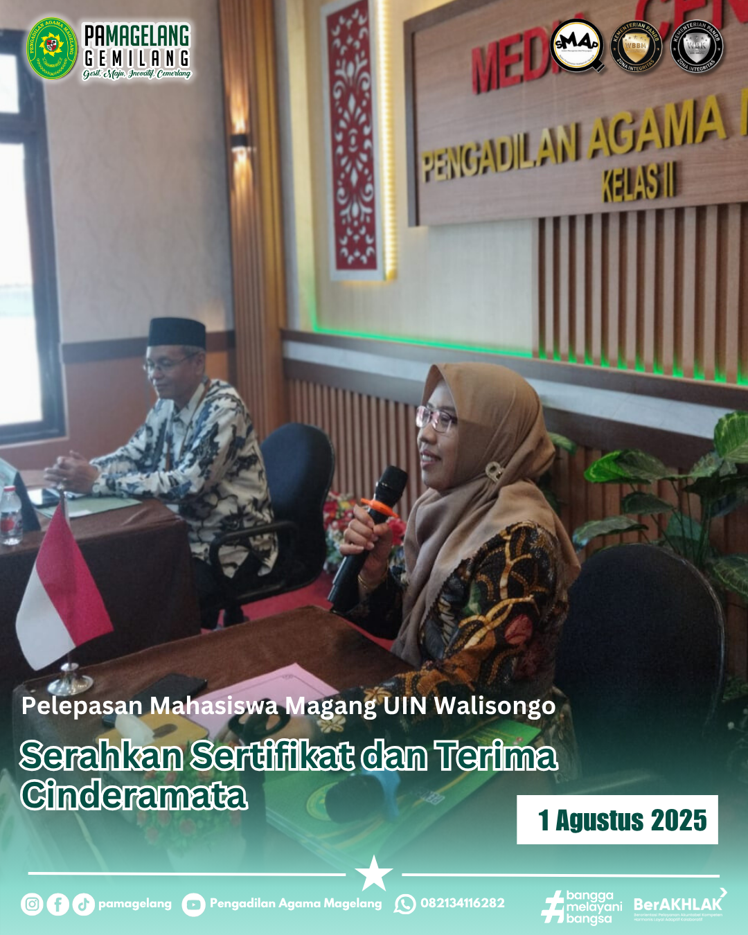 PA Magelang Gelar Pelepasan Mahasiswa Magang UIN Walisongo, Serahkan Sertifikat dan Terima Cinderamata