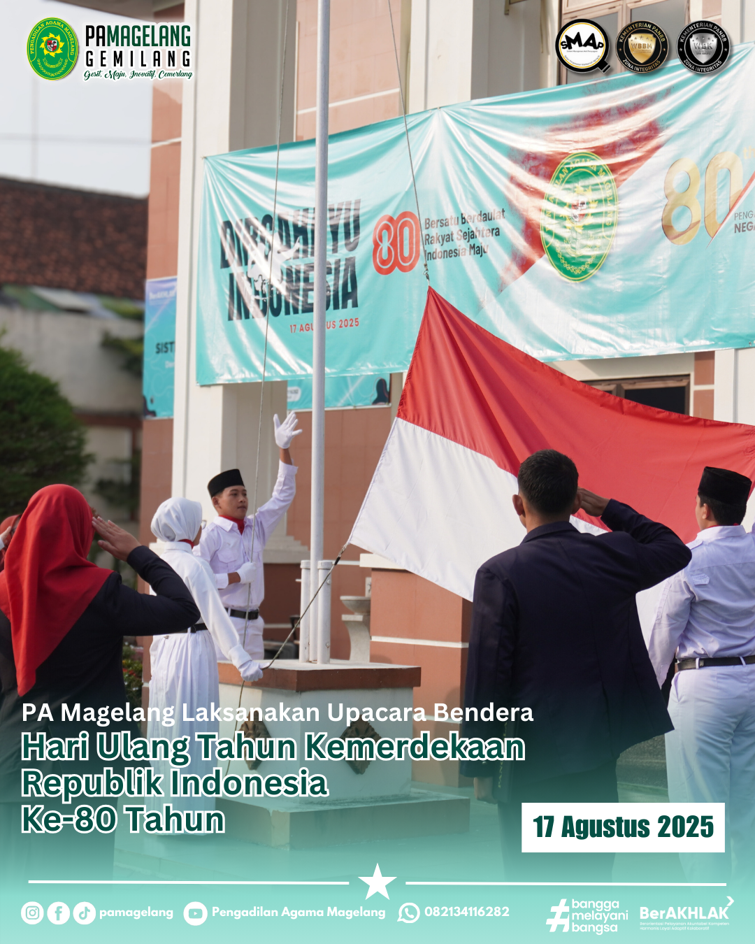 Upacara Bendera Memperingati HUT ke-80 RI di Pengadilan Agama Magelang