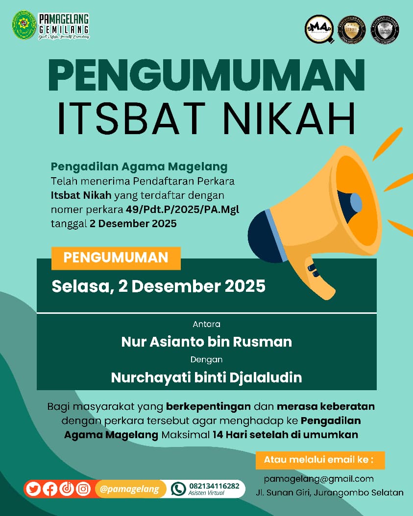 Pengumuman Itsbat Nikah 49/Pdt.P/2025/PA.Mgl
