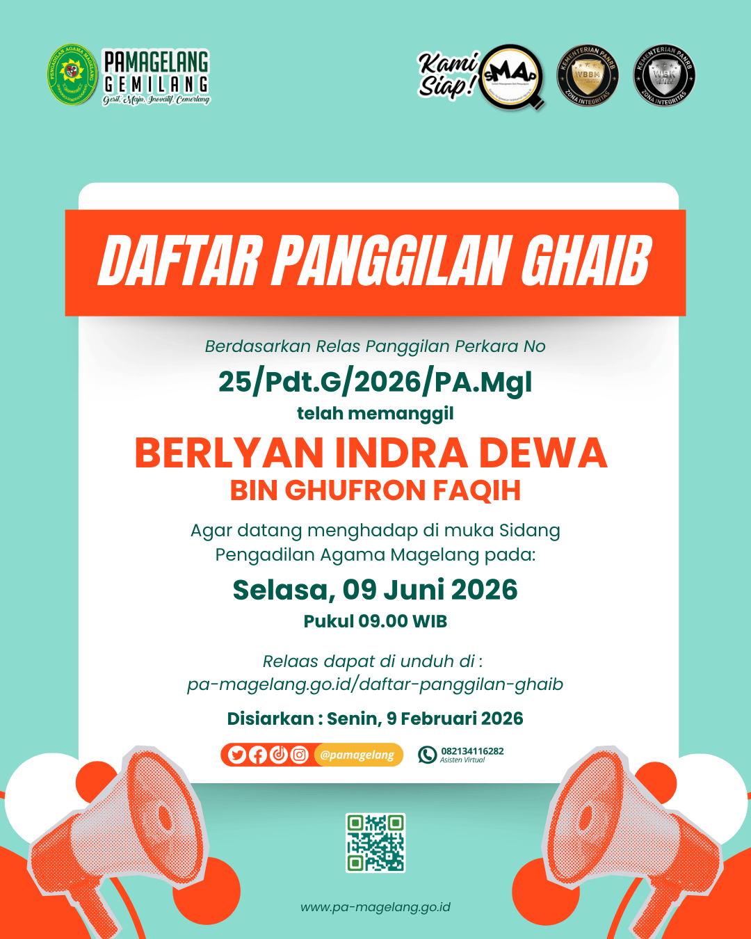 Berlyan Indra Dewa bin Ghufron Faqih (Panggilan Ghaib)