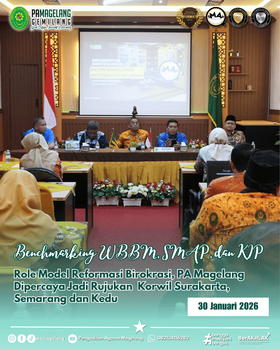 Role Model Reformasi Birokrasi, PA Magelang Dipercaya Jadi Rujukan Benchmarking WBBM, SMAP, dan KIP Korwil Surakarta, Semarang dan Kedu