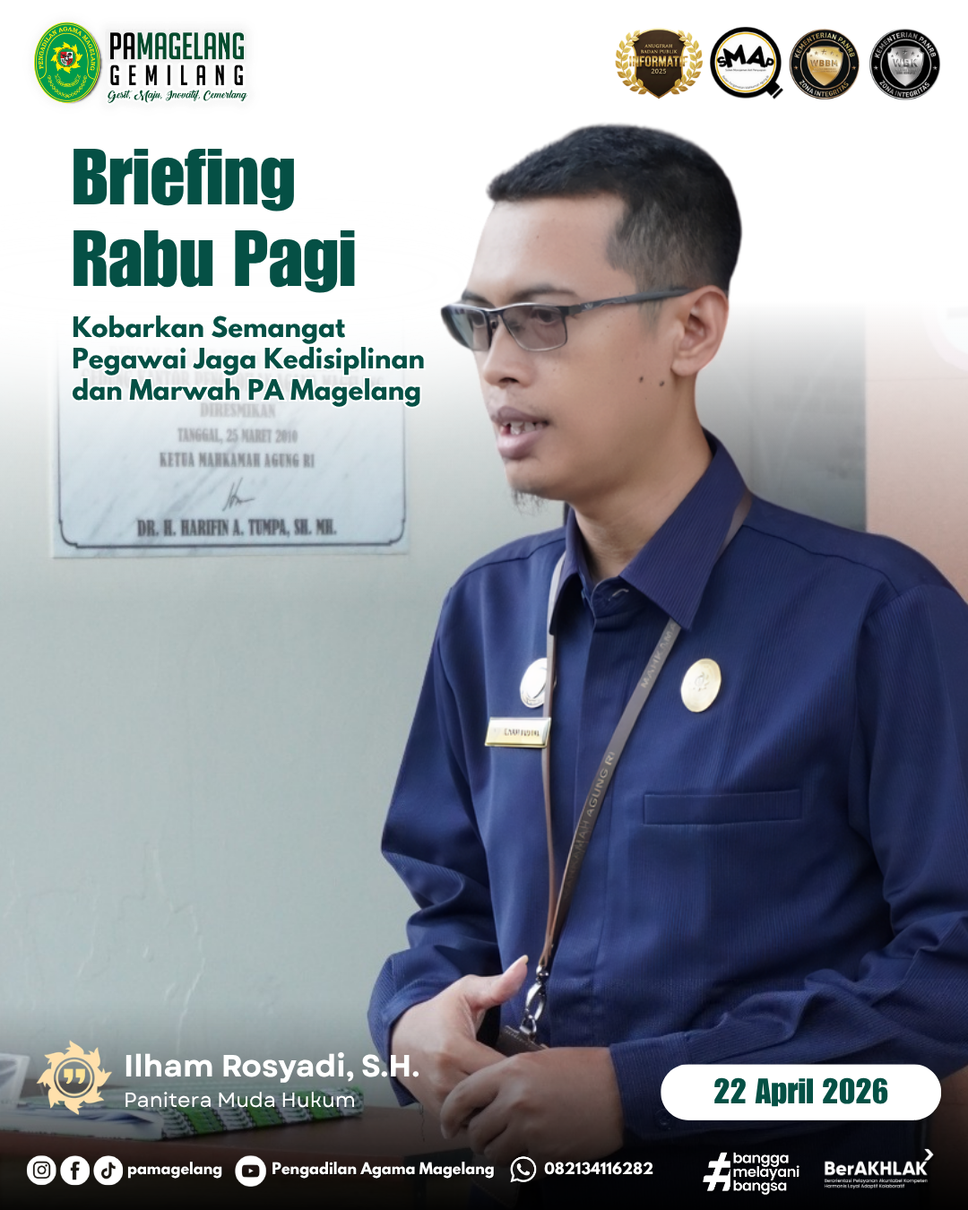 Panmud Hukum Kobarkan Semangat Pegawai Jaga Kedisiplinan dan Marwah PA Magelang