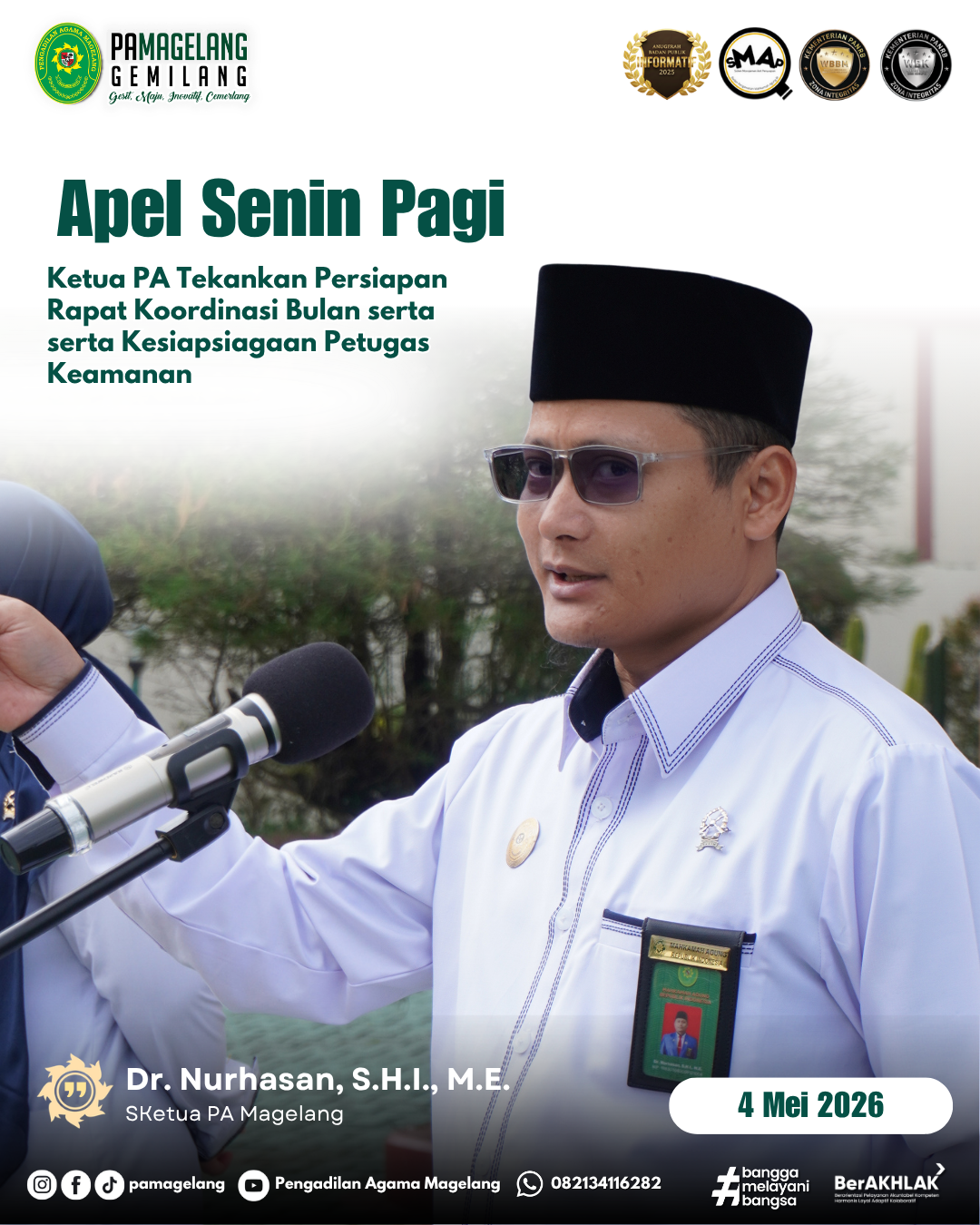 Apel Senin Pagi, Ketua PA Tekankan Persiapan Rapat Koordinasi Bulan serta serta Kesiapsiagaan Petugas Keamanan