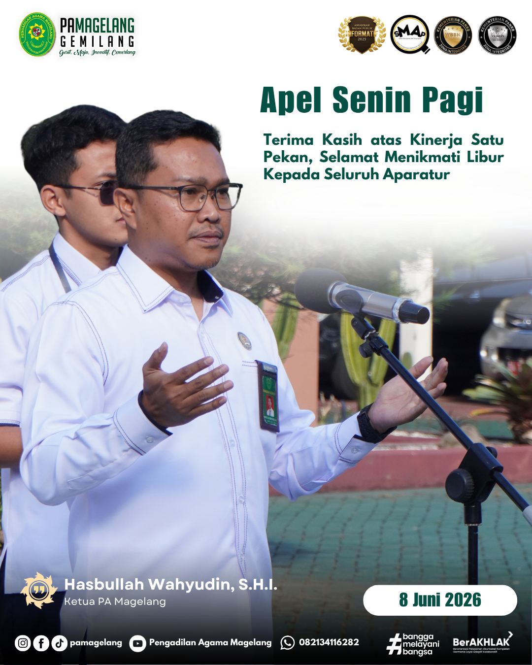 Apel Senin Pagi, Ketua PA Magelang Tekankan Penguatan Integritas dan Pencegahan Gratifikasi dan Suap