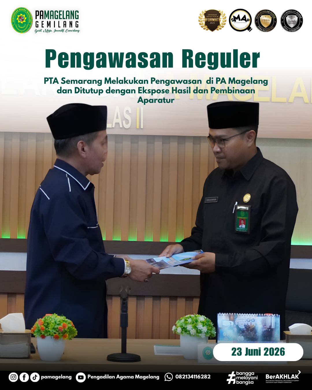 Pengawasan Reguler PTA Semarang di PA Magelang Ditutup dengan Ekspose Hasil dan Pembinaan Aparatur