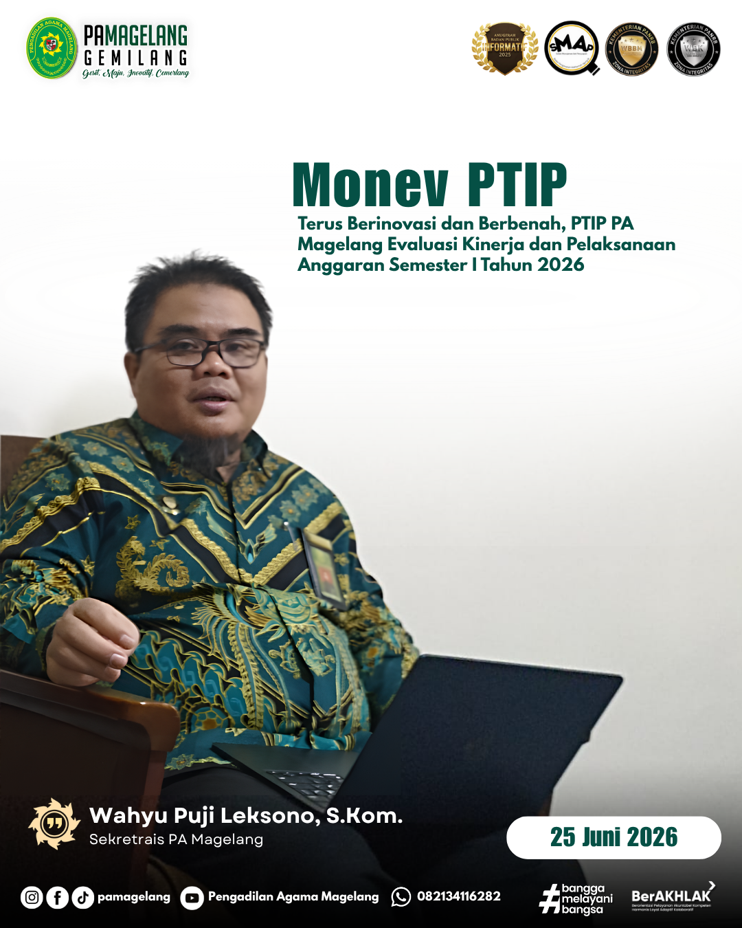 Terus Berinovasi dan Berbenah, PTIP PA Magelang Evaluasi Kinerja dan Pelaksanaan Anggaran Semester I Tahun 2026