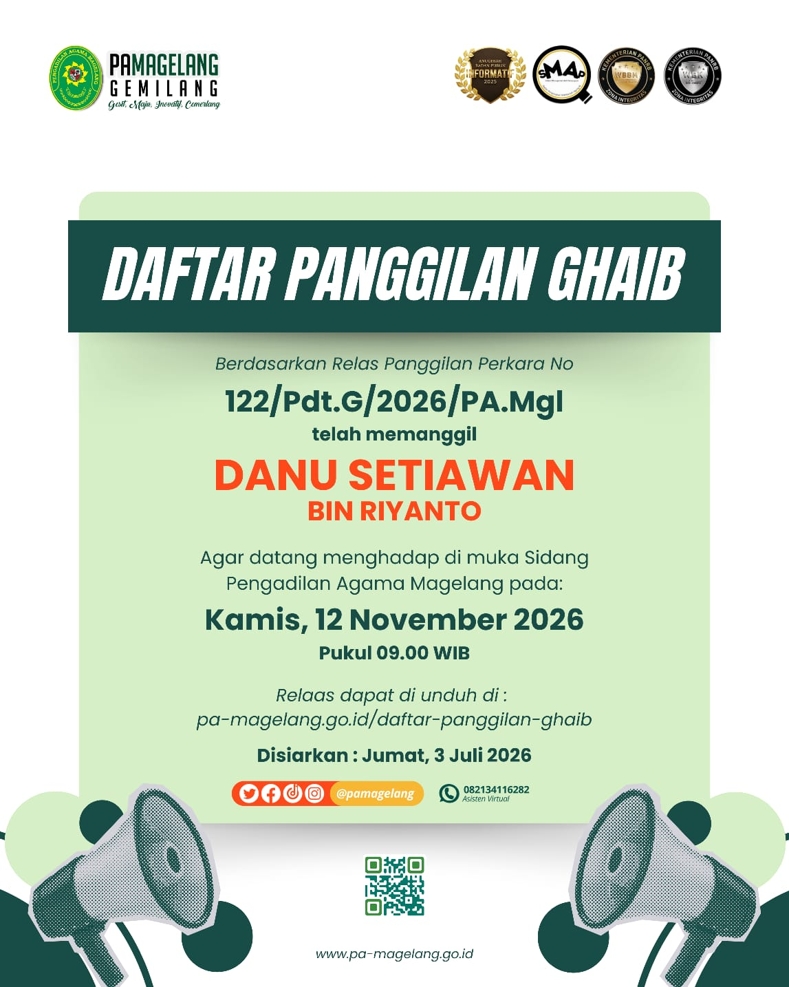 Danu Setiawan bin Riyanto (Panggilan Ghaib)