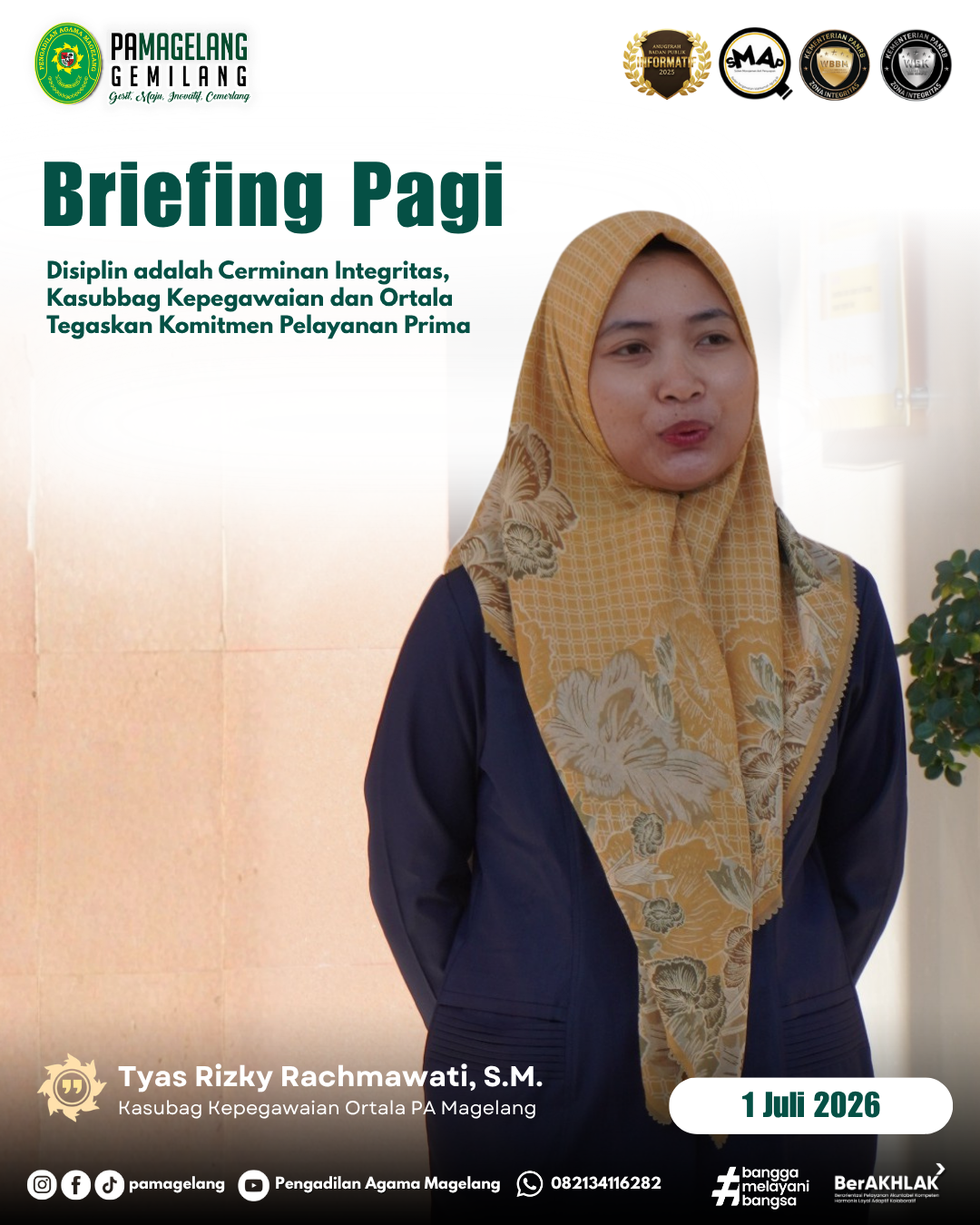 Disiplin adalah Cerminan Integritas, Kasubbag Kepegawaian dan Ortala Tegaskan Komitmen Pelayanan Prima dalam Briefing Rabu Pagi