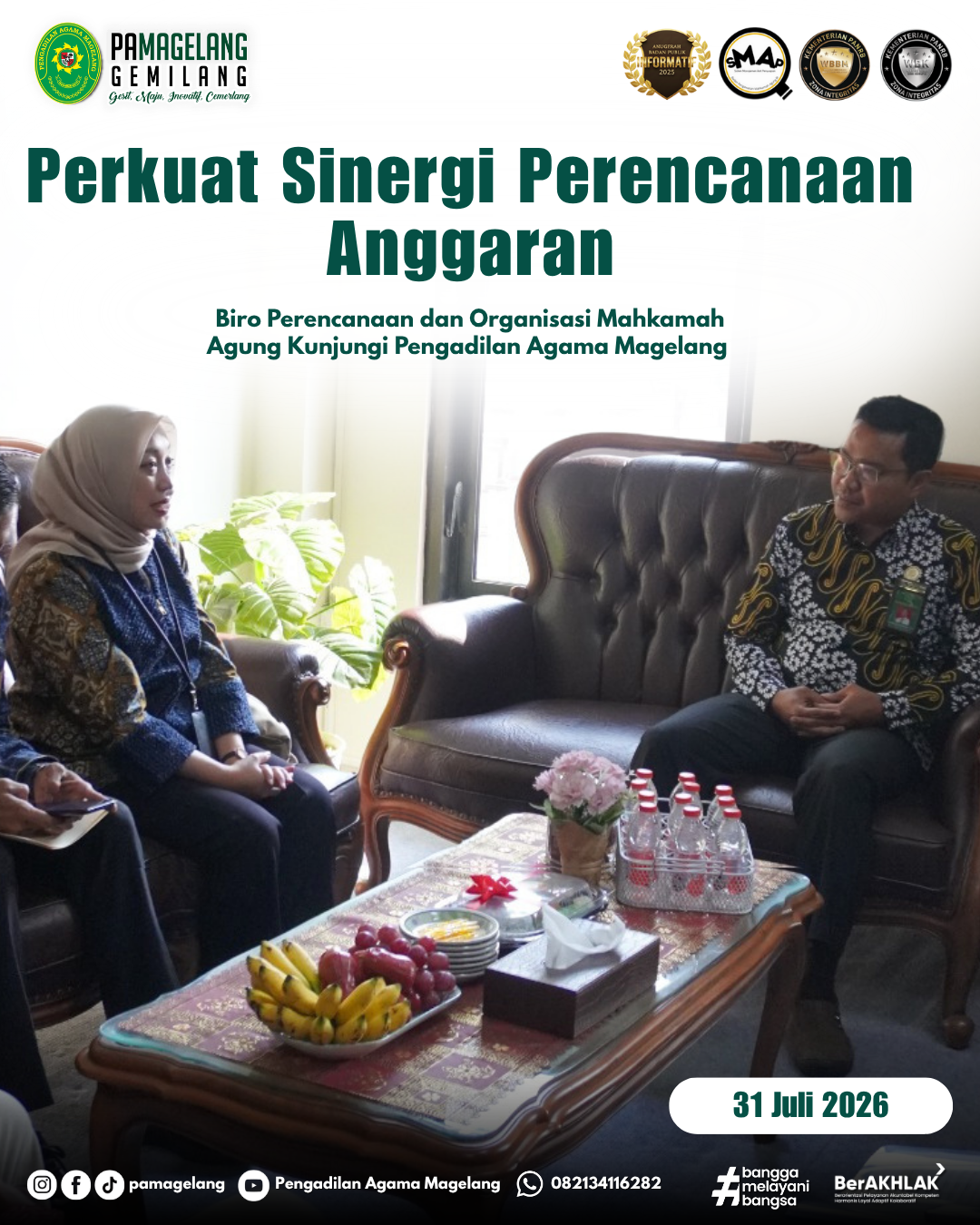 Perkuat Sinergi Perencanaan Anggaran, Biro Perencanaan dan Organisasi Mahkamah Agung Kunjungi Pengadilan Agama Magelang