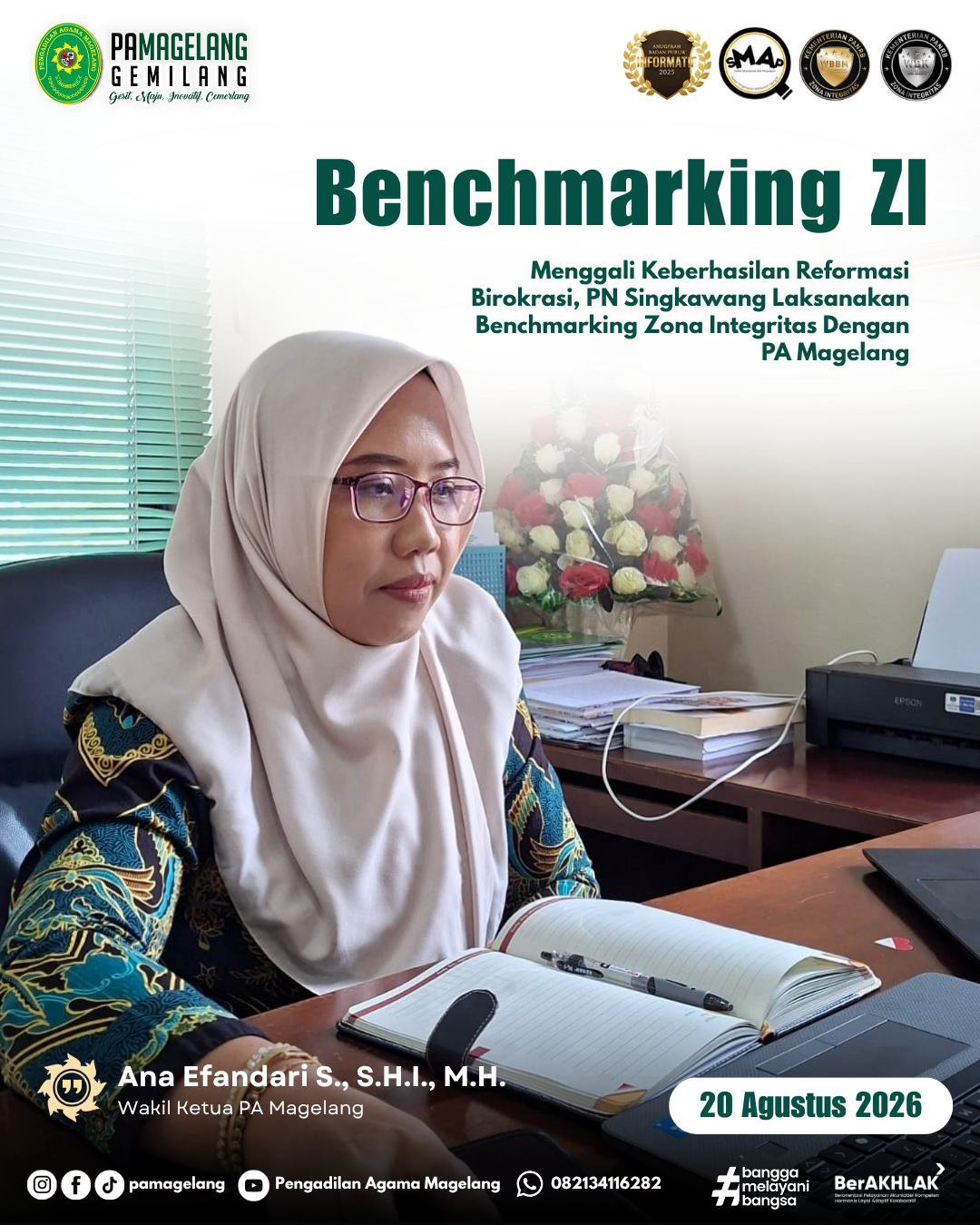 Menggali Keberhasilan Reformasi Birokrasi, PN Singkawang Laksanakan Benchmarking Zona Integritas Dengan PA Magelang