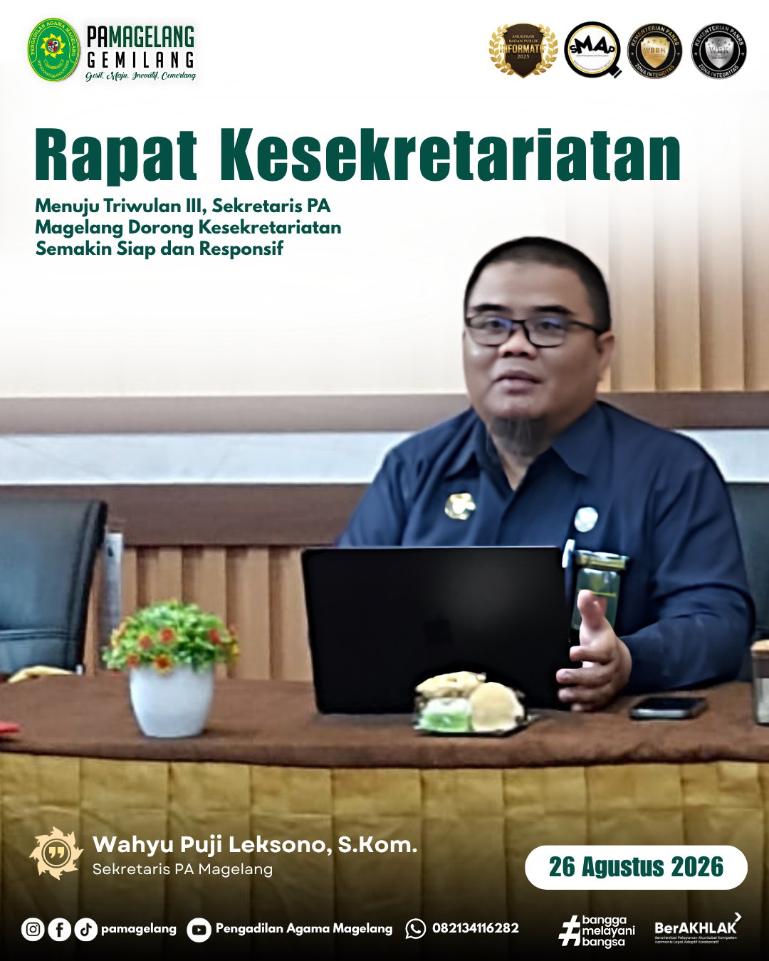 Menuju Triwulan III, Sekretaris PA Magelang Dorong Kesekretariatan Semakin Siap dan Responsif