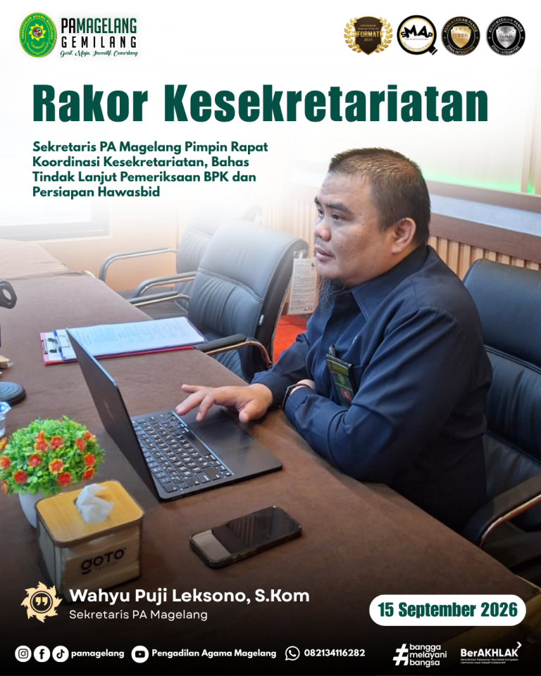 Sekretaris PA Magelang Pimpin Rapat Koordinasi Kesekretariatan, Bahas Tindak Lanjut Pemeriksaan BPK dan Persiapan Hawasbid