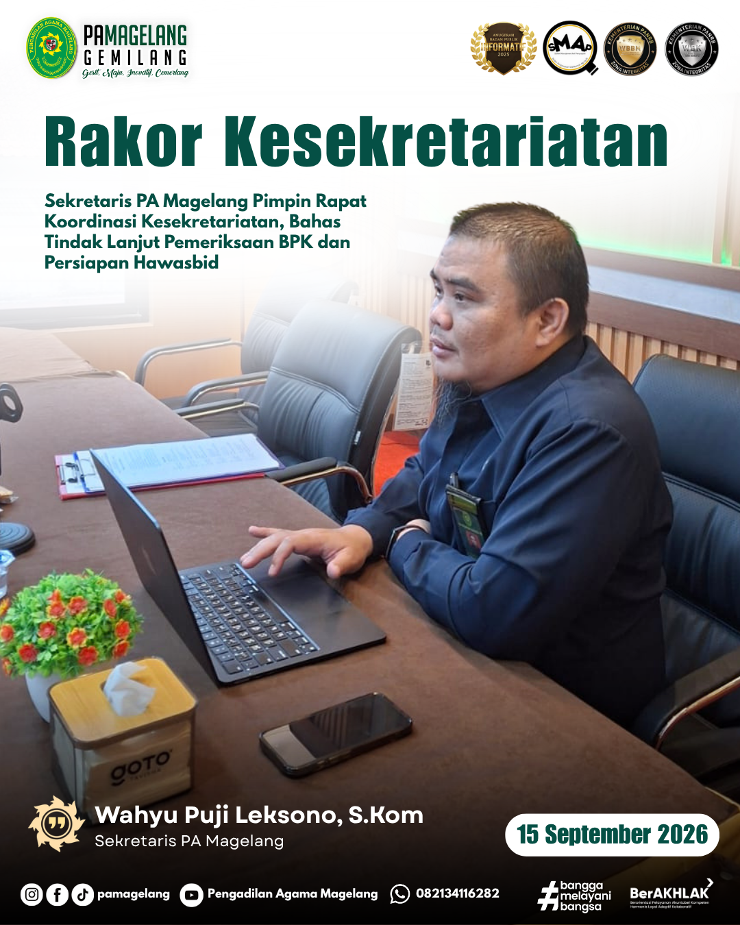 Sekretaris PA Magelang Pimpin Rapat Koordinasi Kesekretariatan, Bahas Tindak Lanjut Pemeriksaan BPK dan Persiapan Hawasbid