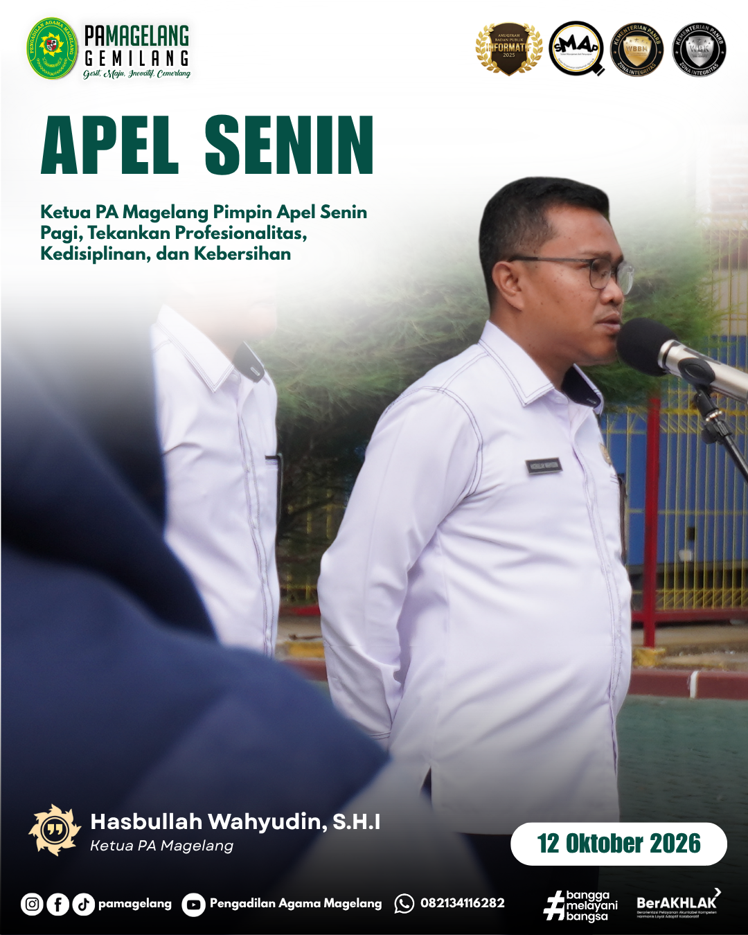 Ketua PA Magelang Pimpin Apel Senin Pagi, Tekankan Profesionalitas, Kedisiplinan, dan Kebersihan