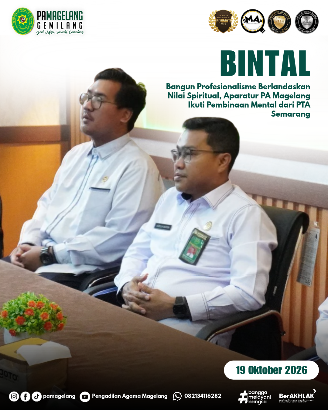 Bangun Profesionalisme Berlandaskan Nilai Spiritual, Aparatur PA Magelang Ikuti Pembinaan Mental dari PTA Semarang