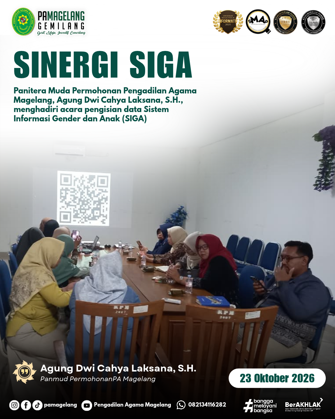 Panitera Muda Permohonan Pengadilan Agama Magelang, Agung Dwi Cahya Laksana, S.H., menghadiri acara pengisian data Sistem Informasi Gender dan Anak (SIGA)